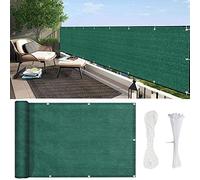 Dark Green Balcony Screen 145 x 800 cm UV Protection 185 g/m2 Mesh Includes Cords & Wires Perfect for Patios Pools and Privacy Enhancement.