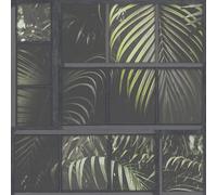 (Dark Green Black 37740-3) AS Creation Tropical Jungle Palm Tree Leaf Leaves Tiles Wallpaper Vinyl Textured