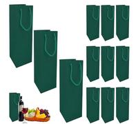 Dark Green Bottle Gift Bags Multipack,12 Packs Christmas Bottle Bags for Wine with Handle and Kraft Paper Gift Tags,New Year Xmas Wine BottleBags for Red Wine.Whiskey Champagne Gifts Wrapping Xmas
