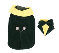 Dark Green Bow Tie Dog Suit, Formal Pet Wedding Costume, Soft Polyester Fabric, Easy to Put on and Take Off, Small Hole for Leash, Breathable Comfortable for Small to Medium Dogs (XS)