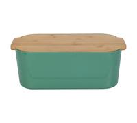 (Dark Green) Bread Bin Loaf Food Storage Box Kitchen Canister with Cutting Chopping Board Lid