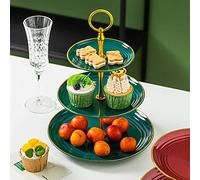 Dark Green Cake Stand Cupcake Display 3 Tier Table Trays Fruit Plate Cake Stand Dessert Holder for Holiday Parties, Parties, Engagement Wedding Desserts