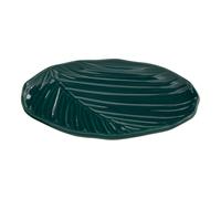 Dark Green Canape Plate,Porcelain Plate,Small Tropical Leaf Texture Serving Plate,Perfect For Appetizers