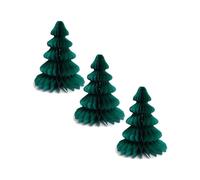 Dark Green Christmas Tree Retro Paper Decoration 3pk