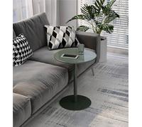 Dark Green Coffee Table & Tea Table 60x72cm Round Metal Side Table Wrought Iron Dining Table Simple Dessert & Negotiation Table with Chair Combo