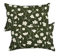 Dark Green Cushion Covers 50x60 cm Set of 2 Decorative Pillows Spring Flowers Throw Pillow Case Cushion Cover Couch Cushions Covers for Living Room Sofa Bedroom with Invisible Zipper 20x24 Inch -SC370