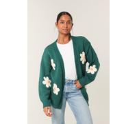 Dark Green Daisy Large Flower Cardigan Blue Vanilla Dark Green S/M
