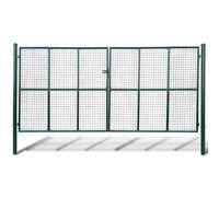 Dark Green Double Mesh Garden Gate 415x200cm Steel Fence Gate Lockable