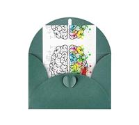 Dark Green Elegant Geometry Brain Image with Science Print Greeting Card with Matching Envelope - Blank Blessed Design for Birthday, Wedding