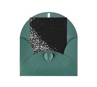 Dark Green Elegant Greeting Card â€“ Black white glitter Print Blank Blessed Gold Seals Card for Birthday, Wedding, Valentine's Day