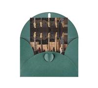 Dark Green Elegant Greeting Card with Matching Envelope â€“ Guitar Bass Music Musical Instruments Print Blank Blessed for Birthday, Valentine's Day, Wedding