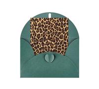 Dark Green Elegant Greeting Card with Matching Envelope - Cool Cheetah Leopard Print Blank Blessed for Birthday, Valentine's Day, Wedding