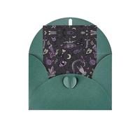 Dark Green Elegant Greeting Card with Matching Envelope - Purple Black Goth Spooky Print Blank Blessed for Birthday, Valentine's Day, Wedding