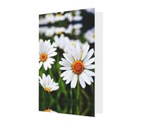 Dark Green Elegant Greeting Cards â€“ White Daisy Flowers Print Blank Blessed Cards for Birthday, Wedding, Valentine's Day