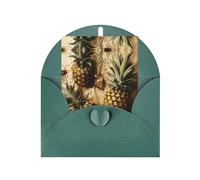 Dark Green Elegant Greeting Cards - Gold Glitter Pineapples Fruit Print Blank Blessed Cards for Birthday, Wedding, Valentine's Day