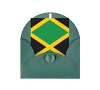 Dark Green Elegant Greeting Cards with Matching Envelopes - Flag of Jamaica Print Blank Blessed for Birthday, Wedding, Valentine's Day
