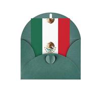 Dark Green Elegant Greeting Cards with Matching Envelopes - Flag of Mexico Print Blank Blessed for Birthday, Wedding, Valentine's Day