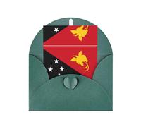 Dark Green Elegant Greeting Cards with Matching Envelopes - Flag of Papua New Guinea Print Blank Blessed for Birthday, Wedding, Valentine's Day