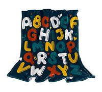 Dark Green English Capital Letters Alphabet Fleece Throw Blanket for Couch Lightweight Plush Fuzzy