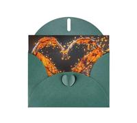 Dark Green Envelope Greeting Cards With Unique Autumn Love Pattern For Write Down Your Blessings For Various Holidays