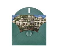 Dark Green Envelope Greeting Cards With Unique Celestial City Pattern For Write Down Your Blessings For Various Holidays