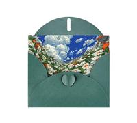 Dark Green Envelope Greeting Cards With Unique Cloud Flower Pattern For Write Down Your Blessings For Various Holidays