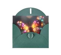 Dark Green Envelope Greeting Cards With Unique Colorful Butterflies Pattern For Write Down Your Blessings For Various Holidays