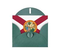 Dark Green Envelope Greeting Cards With Unique Flag Of Florida Pattern For Write Down Your Blessings For Various Holidays