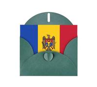 Dark Green Envelope Greeting Cards With Unique Flag Of Moldova Pattern For Write Down Your Blessings For Various Holidays