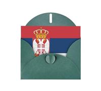 Dark Green Envelope Greeting Cards With Unique Flag Of Serbia Pattern For Write Down Your Blessings For Various Holidays