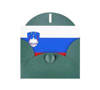 Dark Green Envelope Greeting Cards With Unique Flag Of Slovenia Pattern For Write Down Your Blessings For Various Holidays