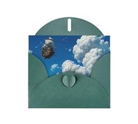 Dark Green Envelope Greeting Cards With Unique Flying Ship Pattern For Write Down Your Blessings For Various Holidays