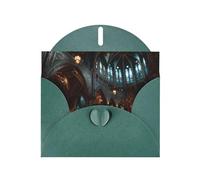 Dark Green Envelope Greeting Cards With Unique Holy Reverence Pattern For Write Down Your Blessings For Various Holidays