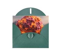 Dark Green Envelope Greeting Cards With Unique Mushroom Cloud Pattern For Write Down Your Blessings For Various Holidays