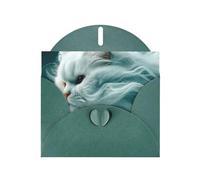 Dark Green Envelope Greeting Cards With Unique Mystic Kitten Pattern For Write Down Your Blessings For Various Holidays