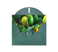 Dark Green Envelope Greeting Cards With Unique Mystic Wood Pattern For Write Down Your Blessings For Various Holidays