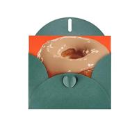 Dark Green Envelope Greeting Cards With Unique Orange Donut Pattern For Write Down Your Blessings For Various Holidays