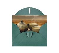 Dark Green Envelope Greeting Cards With Unique Serene Sip Pattern For Write Down Your Blessings For Various Holidays