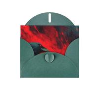 Dark Green Envelope Greeting Cards With Unique Weird Crow Pattern For Write Down Your Blessings For Various Holidays