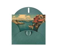 Dark Green Envelope Greeting Cards With Unique Whispering Cove Pattern For Write Down Your Blessings For Various Holidays