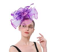 Dark Green Fascinator 1940S Accessories for Women Hats for Women Fascinators Womens Flower Hat for Tea Wedding Church Double Use of Hair Clips and UK Fascinator Clip On Navy and (Purple, One Size)
