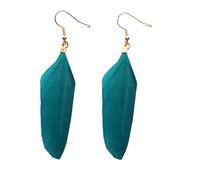 Dark Green Feather Earrings - Handmade
