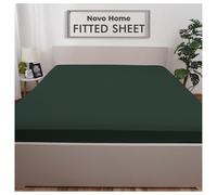 Dark Green Fitted Sheet Emperor Beds (200×200 cm, Deep 35 cm) - Pack of 1 Soft Microfibre Elasticated Cover - Breathable, Durable & Easy Care Bottom Sheet