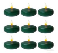 Dark Green Floating Candles 12 Pack - Candle Set - 7cm w X 3cm h - Long Burning Time - Burning Time 8-10 Hours