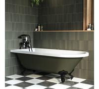 Dark Green Freestanding Single Ended Bath with Black Feet 1670 x 740mm - Park Royal