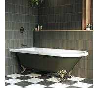 Dark Green Freestanding Single Ended Bath with Brass Feet 1670 x 740mm - Park Royal