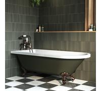 Dark Green Freestanding Single Ended Bath with Bronze Feet 1670 x 740mm - Park Royal