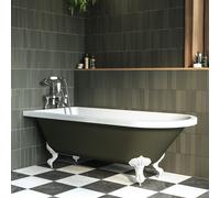 Dark Green Freestanding Single Ended Bath with White Feet 1670 x 740mm - Park Royal