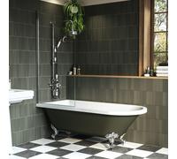 Dark Green Freestanding Single Ended Shower Bath with Chrome Screen & Feet 1670 x 740mm - Park Royal