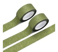 Dark Green Glitter Washi Tape in 2,Decorative Tape,Self Adhesive Stick On Sticky Glitter Trim Gold,Sparkling Decorative Tape for Crafting,Scrapbooking,Wrapping-15mm*5m